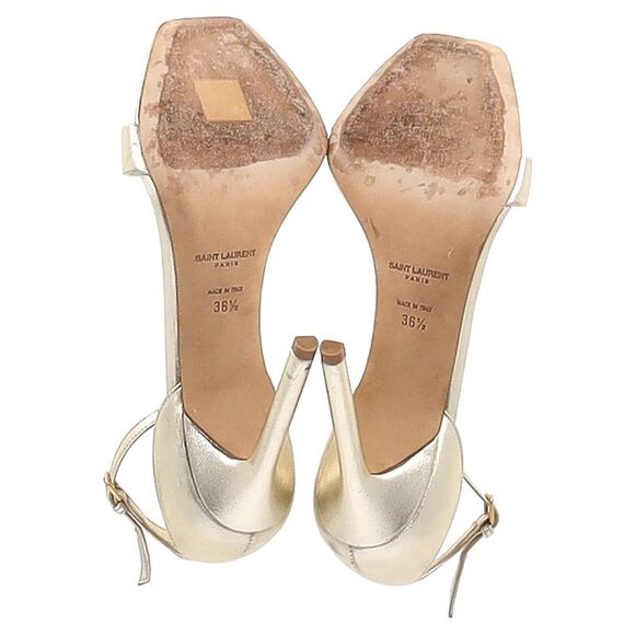 Saint Laurent Amber 105 Ankle Strap Sandals in Gold Leather - Picture 7 of 7